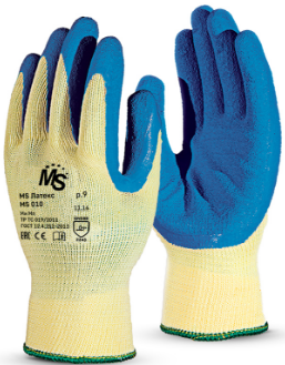 Перчатки MS Латекс, (MS 010), хлопок-полиэфир, латекс губчатый